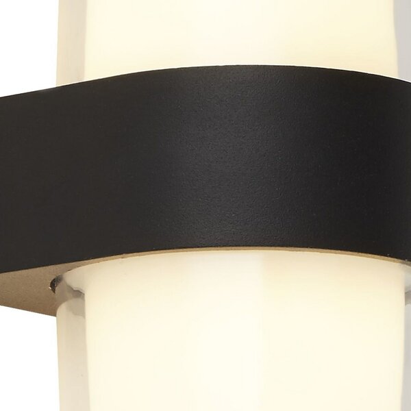 Searchlight LED de perete pentru exterior Pittsburgh up/downlight, negru, rotund, Negru, Metal, Modern