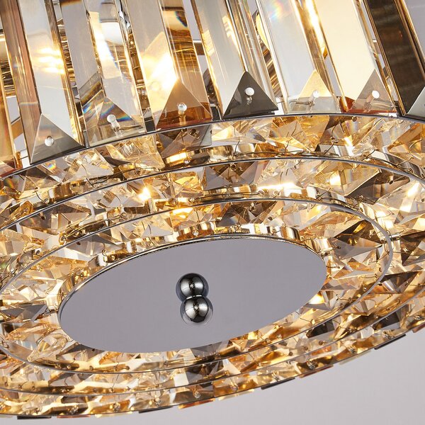 Searchlight Chapeau lampă suspendată perdea de cristale, Ø35cm, reglabil, Metalic, Camera de zi / sufragerie, Sticlă, Modern