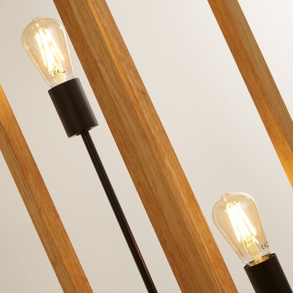 Searchlight Lampadar pătrat realizat din bambus, Lemn, Camera de zi / sufragerie, Bamboo, Modern