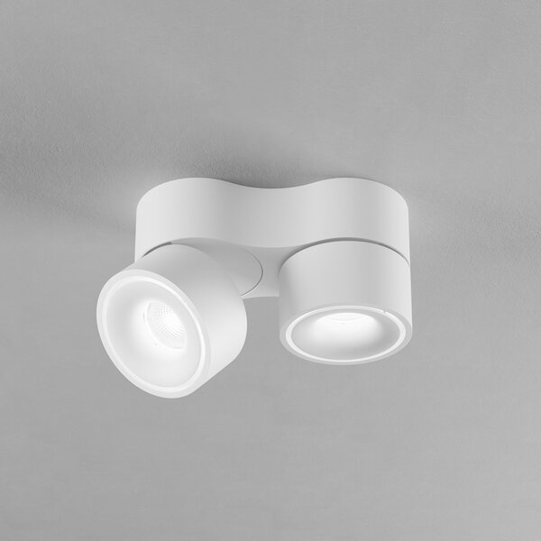 Egger Licht EGG DLS LED spot Clippo Duo alb/alb DALI DTW 2 becuri, reglabil, Camera de zi / sufragerie, Aluminiu, Modern, Plafon rotund direct