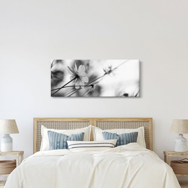 Tablou - Flori alb-negru (120x50 cm)