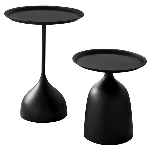 KONDELA Măsuţe de cafea, set de 2 buc., metal negru, NUBO