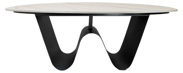 KONDELA Măsuţă de cafea, imitaţie marmură/negru, ELVO