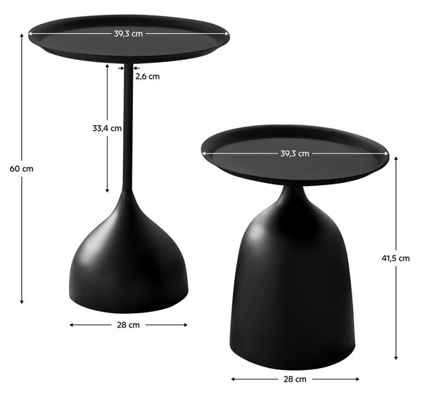 KONDELA Măsuţe de cafea, set de 2 buc., metal negru, NUBO