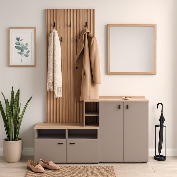 KONDELA Set de hol, toffee/natural canella strata/cremona torro stejar, EBRAO