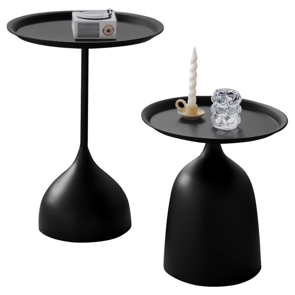 KONDELA Măsuţe de cafea, set de 2 buc., metal negru, NUBO