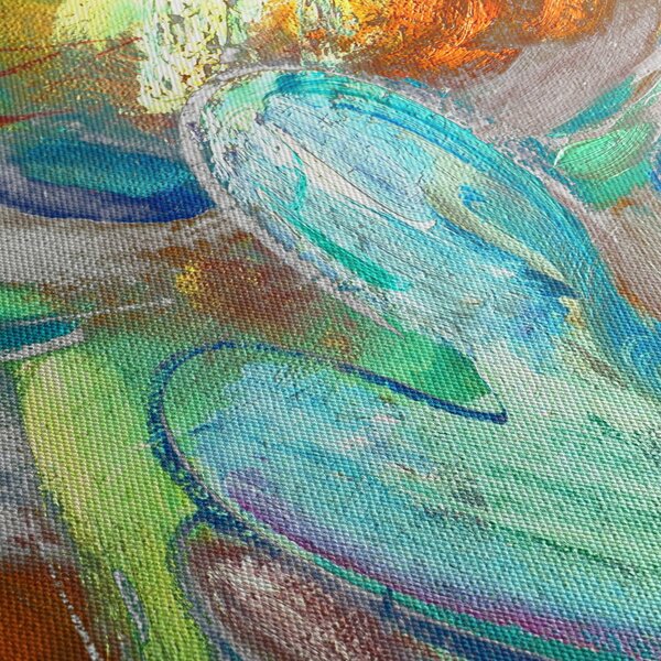 Tablou - Abstract colorat (cu ceas) (90x30 cm)