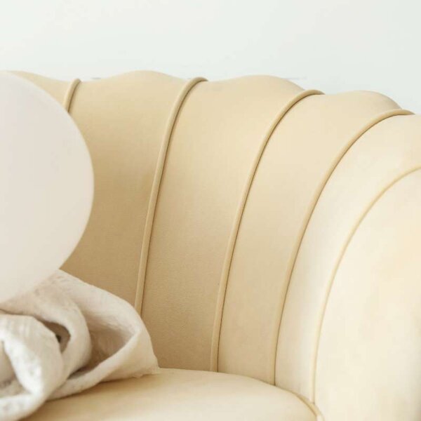 KONDELA Fotoliu în stilul Art-deco, bej ţesătură Velvet/gold crom auriu, NOBLEO