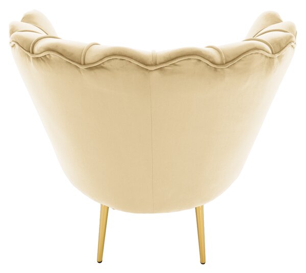 KONDELA Fotoliu în stilul Art-deco, bej ţesătură Velvet/gold crom auriu, NOBLEO
