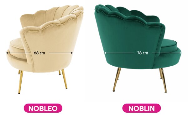 KONDELA Fotoliu în stilul Art-deco, bej ţesătură Velvet/gold crom auriu, NOBLEO