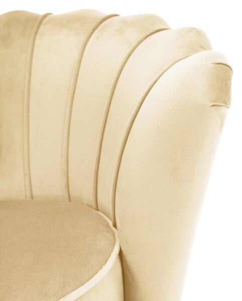 KONDELA Fotoliu în stilul Art-deco, bej ţesătură Velvet/gold crom auriu, NOBLEO