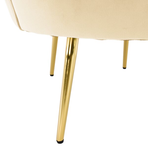KONDELA Fotoliu în stilul Art-deco, bej ţesătură Velvet/gold crom auriu, NOBLEO