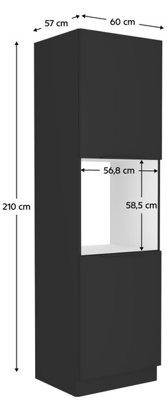 KONDELA Dulap înalt, pentru cuptor, negru, SIBER 60 DP-210 2F
