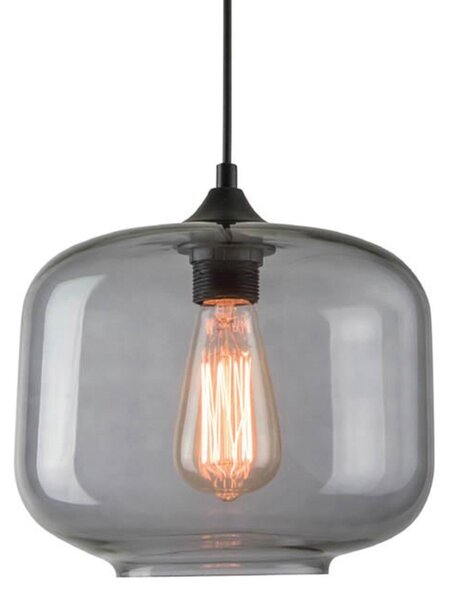 Zambelis 14102 lampă suspendată sticlă, gri fumuriu Ø 24 cm, reglabil, Gri, Camera de zi / sufragerie, Sticlă, Vintage