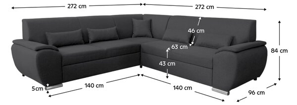 KONDELA Set canapea, material textil gri închis, stânga, AMILA ROH
