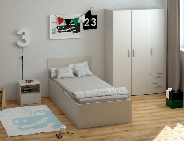 KONDELA Pat cu somieră metalic şi spaţiu de depozitare, 90x200, caşmir, DOLI