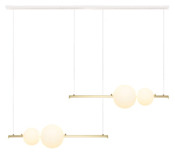 Zambelis Lampă suspendată LED 22235 lungime 105cm auriu/alb/opal, reglabil, Auriu / Alamă, Camera de zi / sufragerie, Metal, Modern