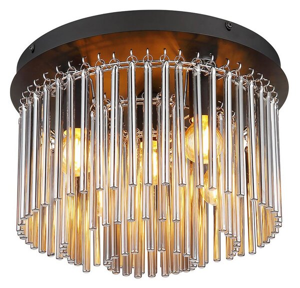 Globo Plachetă Gorley, negru/gri fum, Ø 32 cm metal/sticlă, reglabil, Negru, Camera de zi / sufragerie, Sticlă