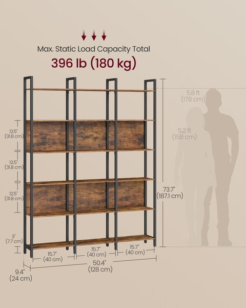 Biblioteca Vasagle Maro 128x24x187.1 cm