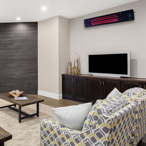 4500W/2250 Wați ElectricSun negru, incalzitor electric cu infrarosu, interior exterior, termostat cu Wi-Fi si APP internet TUYA, 100x18cm