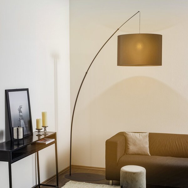 TK Lighting Moby Black lampadar cu abajur textil, Negru, Camera de zi / sufragerie, Metal, Umbrelă în picioare