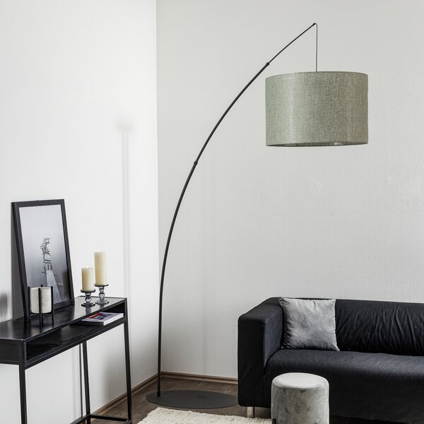 TK Lighting Lampadar Moby Green cu abajur din material textil, Verde, Camera de zi / sufragerie, Metal, Umbrelă în picioare