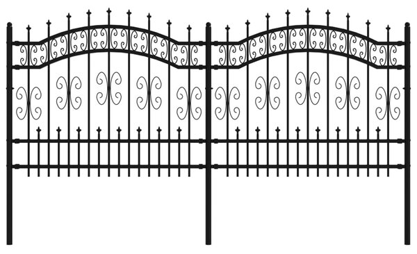 Gard grădină cu vârfuri negru 140 cm oțel vopsit electrostatic