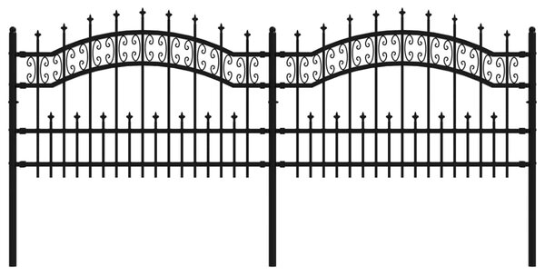 Gard grădină cu vârfuri negru 115 cm oțel vopsit electrostatic