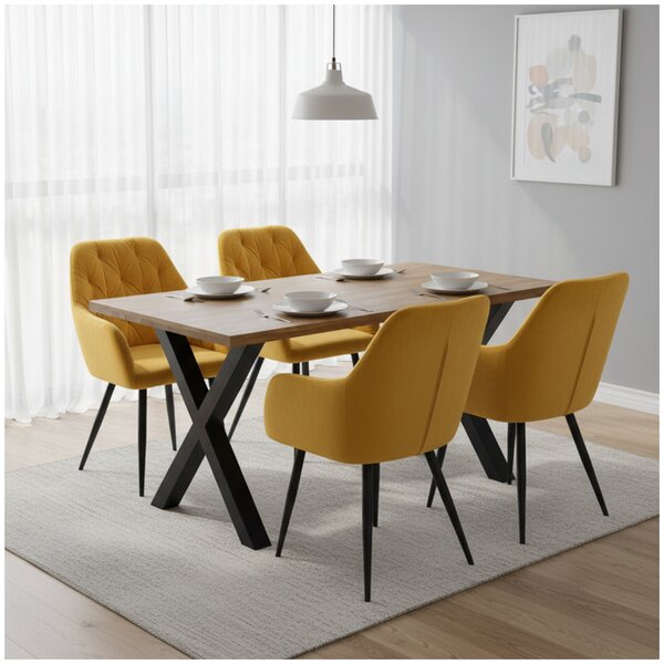 KONDELA Fotoliu de design, material Velvet galben închis, VERIO NEW