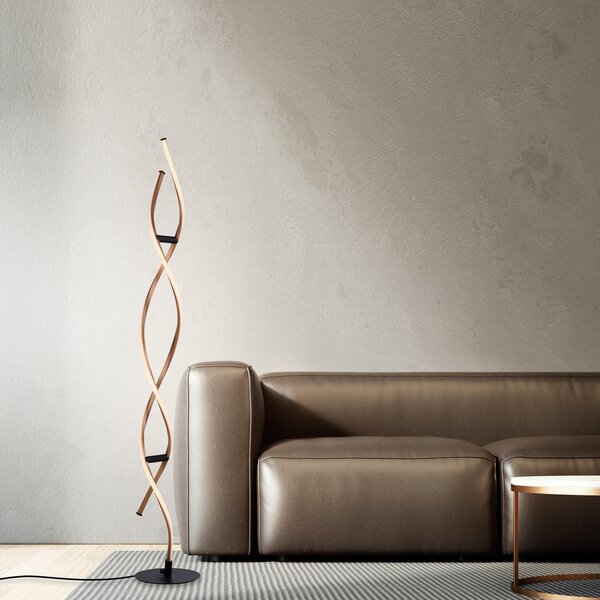 Paul Neuhaus Lampadar LED Polina, auriu, metal, dimabil, reglabil, Auriu / Alamă, Camera de zi / sufragerie, Aluminiu, Modern
