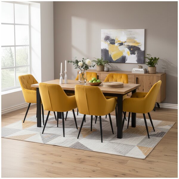 KONDELA Fotoliu de design, material Velvet galben închis, VERIO NEW