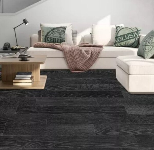 Linoleum Model Parchet Dalton , Latime 200 cm, Negru 200 x 400