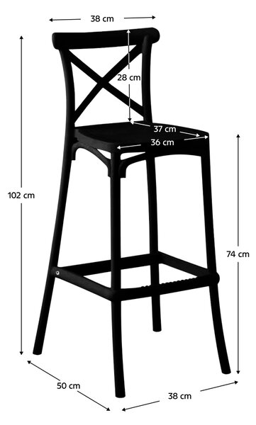 KONDELA Scaun de bar, negru, SAVITA TYP 2