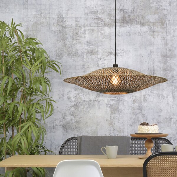 Good & Mojo GOOD MOJO Lampă suspendată Bali din bambus, Ø 87 cm, reglabil, Lemn, Camera de zi / sufragerie, Bamboo, Design