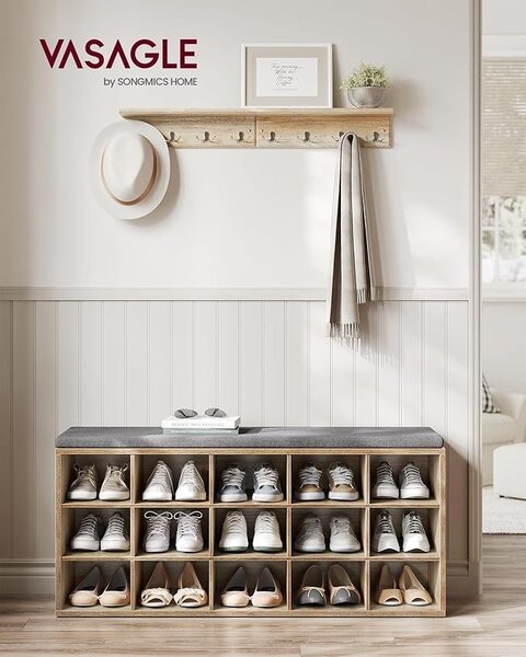 Bancuta hol cufar cu depozitare, Vasagle, Oak, 30 x 105 x 48 cm