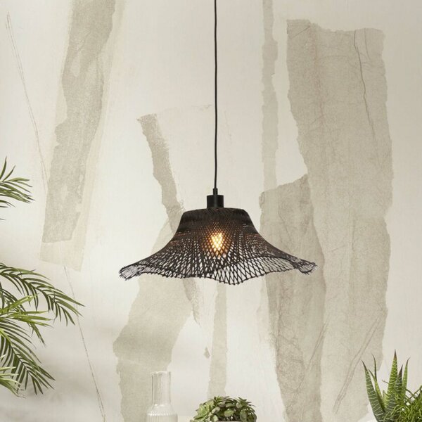 Good & Mojo GOOD MOJO Ibiza lampă suspendată Ø 50 cm negru, reglabil, Negru, Camera de zi / sufragerie, Bamboo