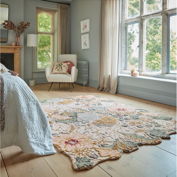 Covor roz deschis țesut manual din lână 120x170 cm Daphne Shaped Floral – Flair Rugs