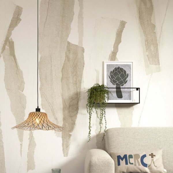 Good & Mojo GOOD MOJO Ibiza lampă suspendată Ø 50 cm negru/natural, reglabil, Negru, Camera de zi / sufragerie, Bamboo