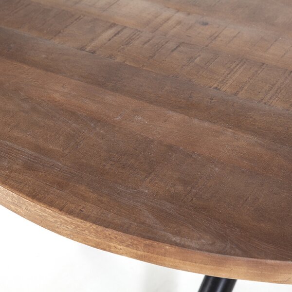 Masa rotunda cu blat din lemn de mango 130x130x76 cm maro/negru