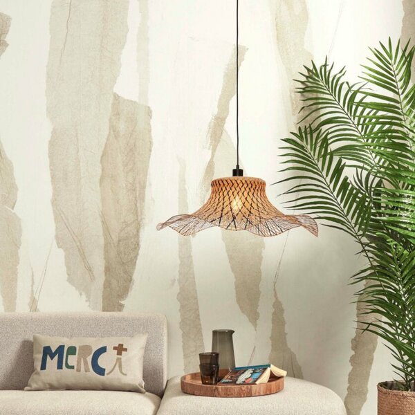 Good & Mojo GOOD MOJO Ibiza lampă suspendată Ø 65 cm negru/natural, reglabil, Negru, Camera de zi / sufragerie, Bamboo