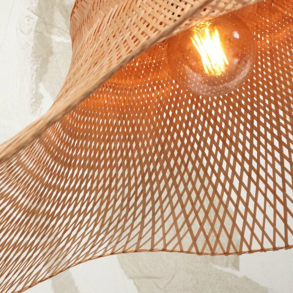 Good & Mojo Plafonieră GOOD MOJO Ibiza Ø 65cm natural, reglabil, Lemn, Camera de zi / sufragerie, Bamboo