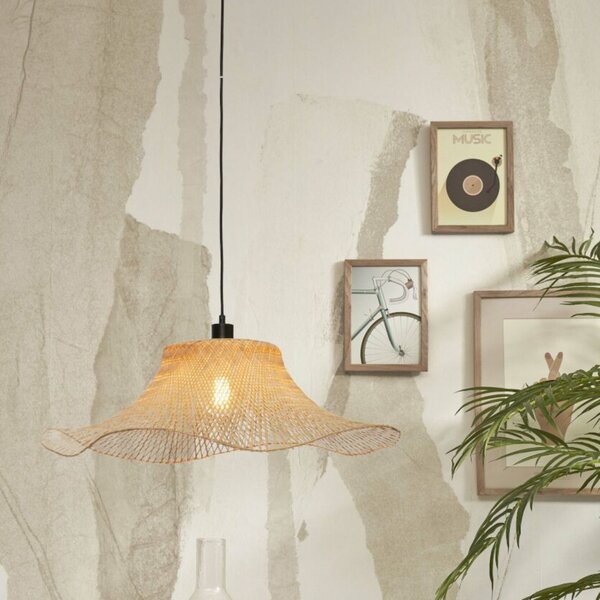 Good & Mojo GOOD MOJO Ibiza lampă suspendată Ø 65 cm natural, reglabil, Lemn, Camera de zi / sufragerie, Bamboo