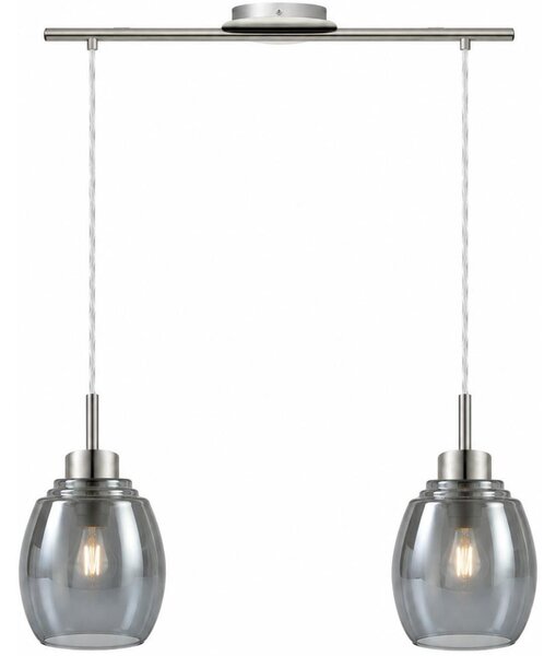 BRILAGI - LED lustră pe cablu RETRO GLASS 2xE27/60W/230V crom mat/gri fumuriu