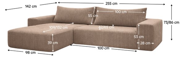 KONDELA Set de canapele universal, gri-maro Taupe, PREMA ROH UNI