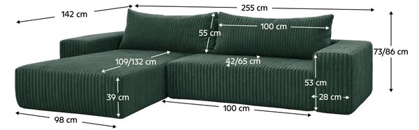 KONDELA Set de canapea universal, verde, PREMA ROH UNI