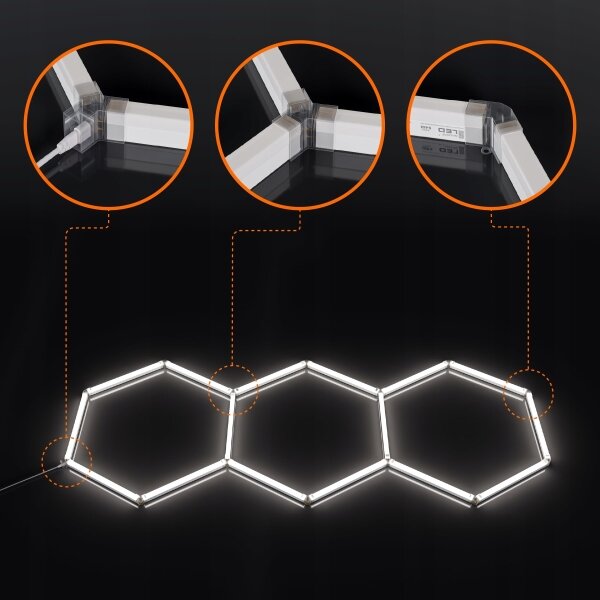 Plafonieră LED HEXAGON LED/128W/85-265V 6000K 248x97 cm CRI 90 IP54 albă