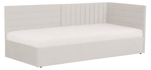 KONDELA Pat cu somieră, 90x200, ţesătură crem Velvet, MEVIA