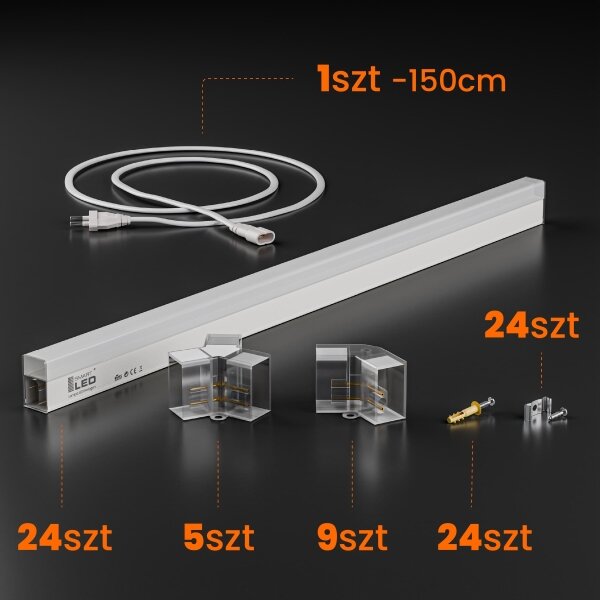 Plafonieră LED HEXAGON LED/128W/85-265V 6000K 248x97 cm CRI 90 IP54 albă