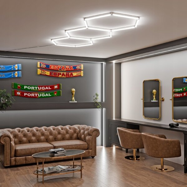 Plafonieră LED HEXAGON LED/128W/85-265V 6000K 248x97 cm CRI 90 IP54 albă