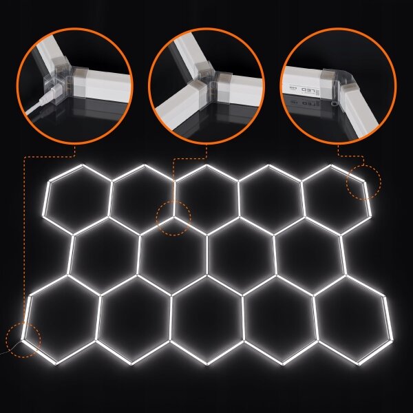 LED Stm plafonieră HEXAGON LED/456W/85-265V 5000K CRI 90 IP54 albă